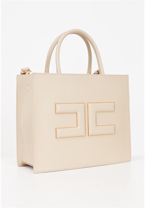 Sand-colored women's bag with logo plaque ELISABETTA FRANCHI | BS16A42E2784